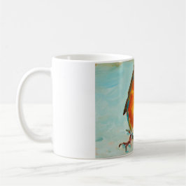 BloOrp! 青い背景の英国の赤いロビン コーヒーマグカップ