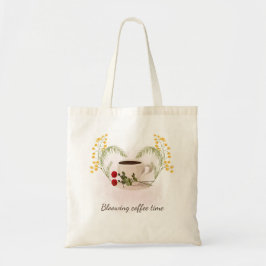Bloowing Coffee Time Floral Aesthetic Tote Bag トートバッグ