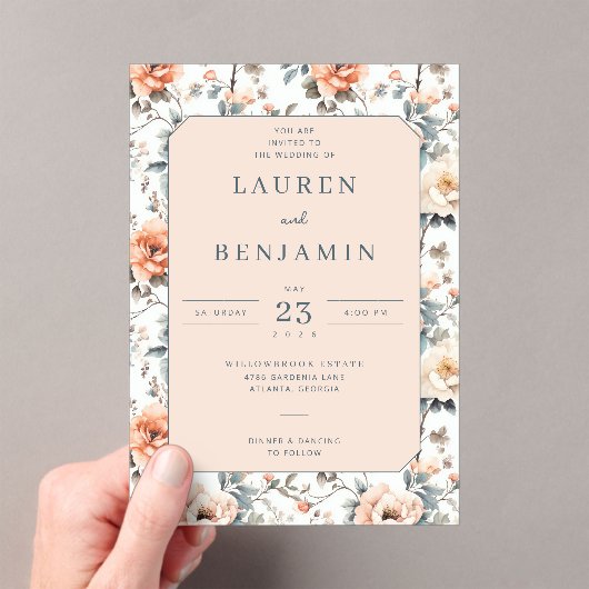 Blossom and Vow Wedding アクリル招待状 (インサイチュ (ポータブル))
