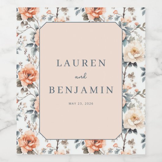 Blossom and Vow Wedding ワインラベル (シングルラベル)