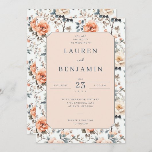 Blossom and Vow Wedding 招待状 (正面/裏面)