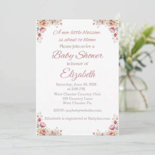 Blossom Baby Shower Invitation 招待状 (スタンド正面)