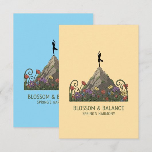 Blossom & Balance | ヨガツリーのポーズ 春の調和 サンキューカード (正面/裏面)