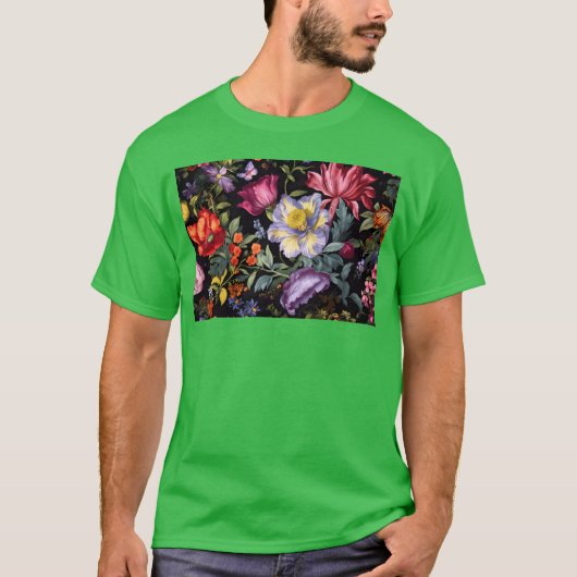 Blossom Ballet A Vibrant Floral Print Design funny Tシャツ (正面)