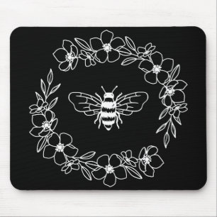 Blossom Beeリースインホワイトマウスパッド マウスパッド