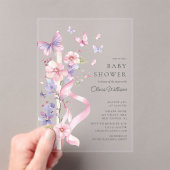 Blossom & Bow バタフライベビーシャワー アクリル招待状 (インサイチュ (ポータブル))