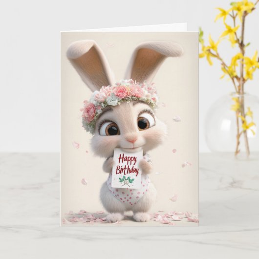 Blossom Bun Birthday Wishes カード (黄色い花)