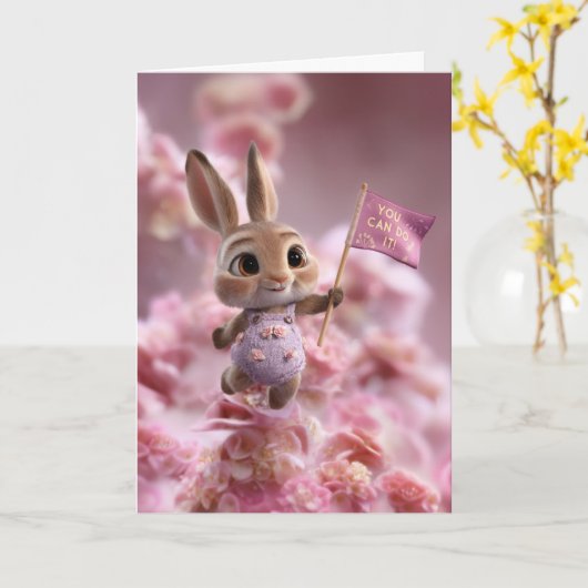 Blossom Cloud Baby Bunny Encouragement Card カード (黄色い花)
