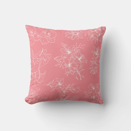 Blossom Elegance – Soft Pink Floral Pillow クッション (正面)