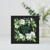 Blossom flowers black Thank You Card サンキューカード (スタンド正面)
