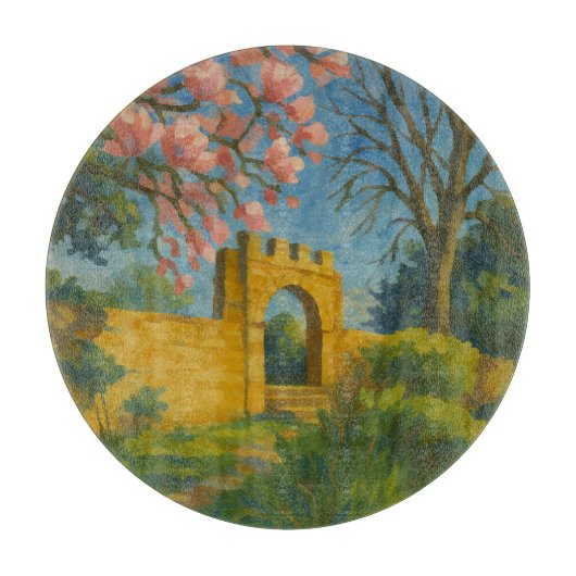 Blossom Gate – 魔法の庭の絵画 カッティングボード (正面)