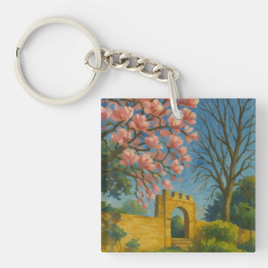 Blossom Gate – 魔法の庭の絵画 キーホルダー (正面)