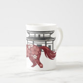 Blossom Horse Lunar Motif – Custom New Year ボーンチャイナマグカップ (正面右)
