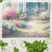 Blossom Lane Blue Cottage Garden キッチンタオル (折り畳み)