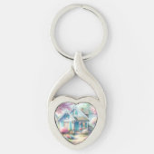 Blossom Lane Blue Cottage Garden キーホルダー (正面)