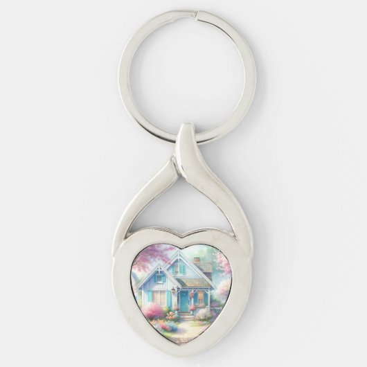 Blossom Lane Blue Cottage Garden キーホルダー (正面)