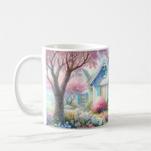 Blossom Lane Blue Cottage Garden コーヒーマグカップ (左)