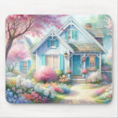 Blossom Lane Blue Cottage Garden マウスパッド (正面)