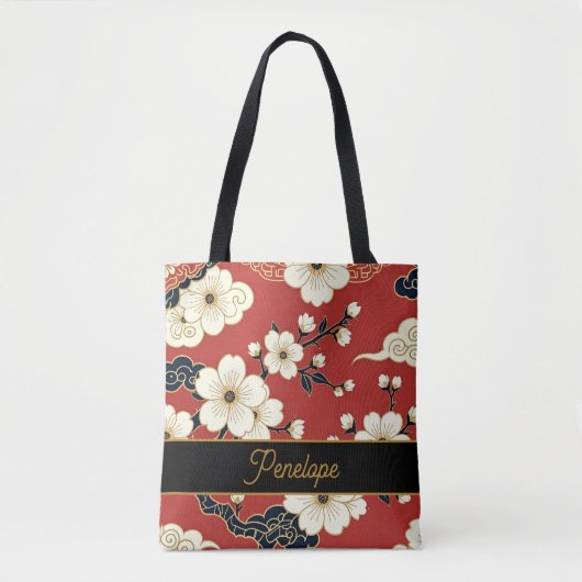 Blossom Nouveau | Elegant Floral | Personalised トートバッグ (正面)