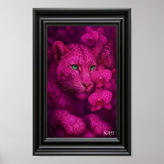 Blossom Panther – Enchanted Pink Wildlife Art ポスター
