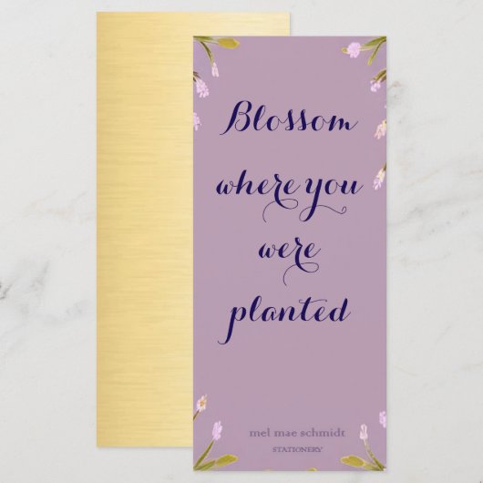 Blossom where you´re planted Bookmark Lesezeichen メニュー (正面/裏面)