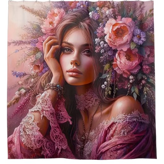 Blossoming Grace シャワーカーテン (正面)