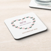 Blossoming Peony Heart Mom Message コースター (左側)