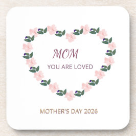 Blossoming Peony Heart Mom Message コースター