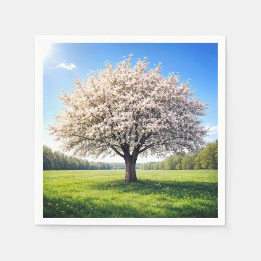 Blossoming Spring Apple Tree スタンダードカクテルナプキン (正面)