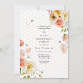 Blossoms and Honey Bee Birthday Girl Invitation 招待状 (正面)