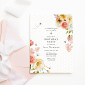Blossoms and Honey Bee Birthday Girl Invitation 招待状