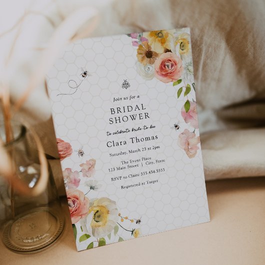 Blossoms and Honey Bee Bridal Shower Invitation 招待状