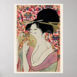Blossoms & Beauty Edo Period Geisha Painting ポスター