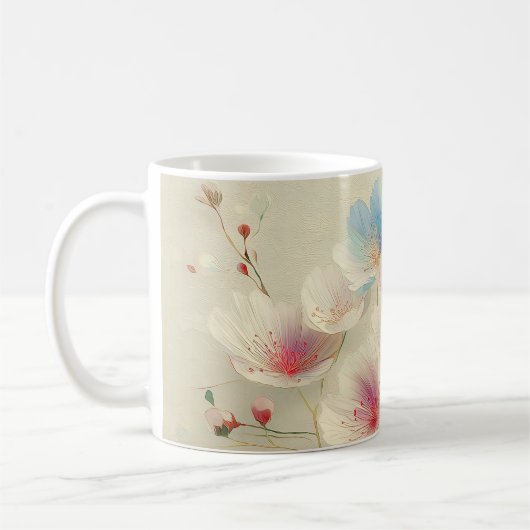 Blossoms in Bloom – Soft Pastel Botanical Art #1 コーヒーマグカップ (左)