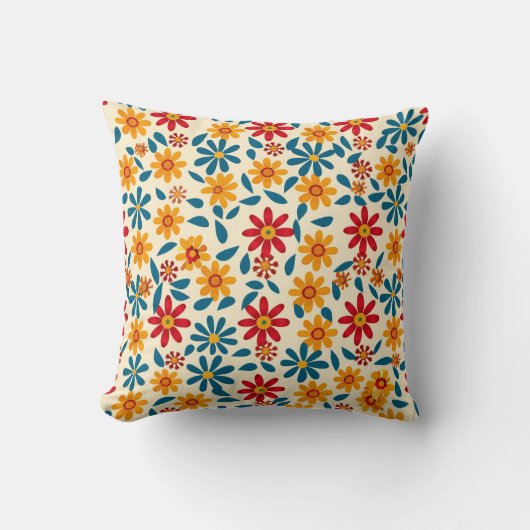 Blossoms of Joy 16x16 Throw Pillow クッション (正面)