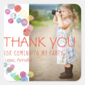 Blotsカラフル Kids写真ありがとう誕生日パーティー スクエアシール (正面)