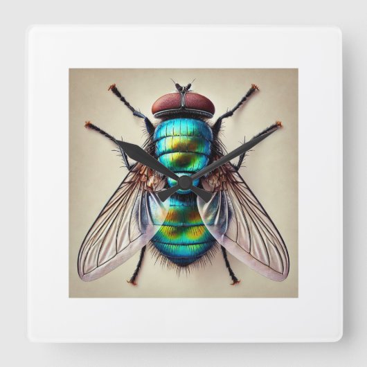 Blow Fly 211024IREF233 - Watercolor スクエア壁時計 (正面)