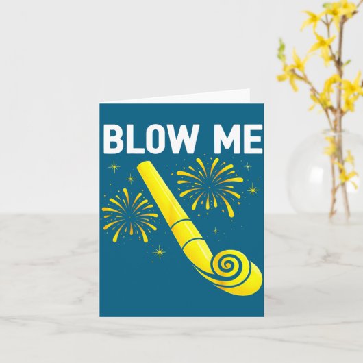 Blow Me Fireworks Countdown Happy New Year 2026 Co カード (黄色い花)