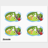 BLOWING BUBBLES CATS by Jeff Willis 楕円形シール (シート)