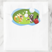 BLOWING BUBBLES CATS by Jeff Willis 楕円形シール (バッグ)