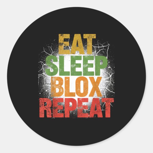 Blox Gaming _ Eat Sleep Blox Repeat _ Kids Gaming ラウンドシール (正面)