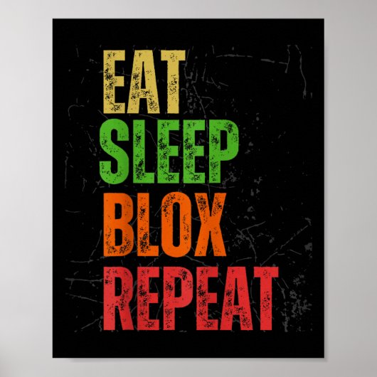 Blox Gaming Tee, Eat Sleep Blox Repeat, Kids Gamin ポスター (正面)