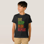 Blox Gaming Tee, Eat Sleep Blox Repeat, Kids Gamin Tシャツ (正面フル)