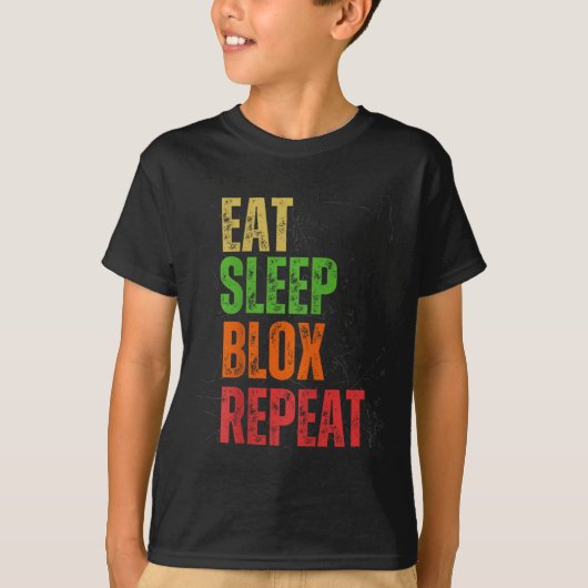 Blox Gaming Tee, Eat Sleep Blox Repeat, Kids Gamin Tシャツ (正面)