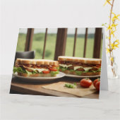 BLTサンドイッチを窓で2つ カード (黄色い花)