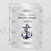 Blu航海のいかりシルバーホワイトBG VリハーサルDin 招待状 (正面/裏面)