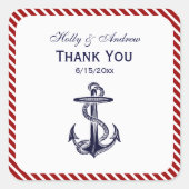 Blu航海のいかりレッド診断ストライプ封筒用シール スクエアシール (正面)