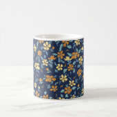 Blu and yellow floral Mug コーヒーマグカップ (中央)