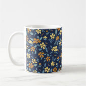 Blu and yellow floral Mug コーヒーマグカップ (左)