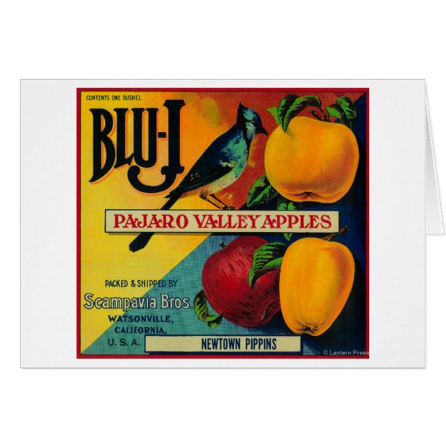 Blu-J Apple Crate LabelWatsonville、カリフォルニア州 (正面横)